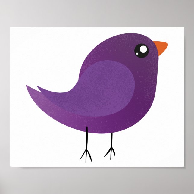 cute purple bird poster (Front)