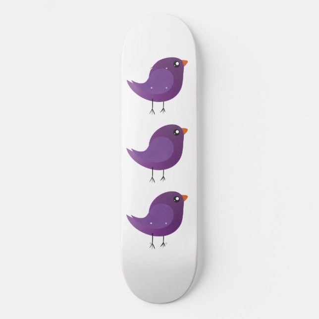 cute purple bird skateboard (Front)