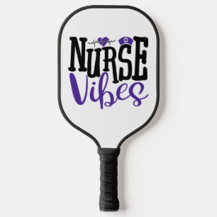 Cute Purple Black Nurse Vibes Medical   Pickleball Paddle