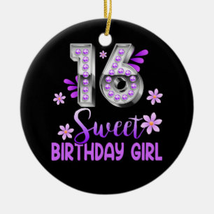 Cute Purple Black Sweet 16 Style I 16th Birthday S Ceramic Tree Decoration