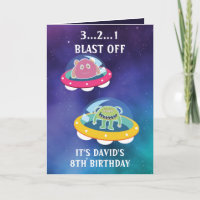 Cute Purple Blue Galaxy Monsters 8th Birthday