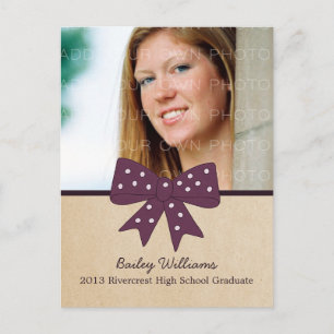 Cute Purple Bow Graduation Postcard