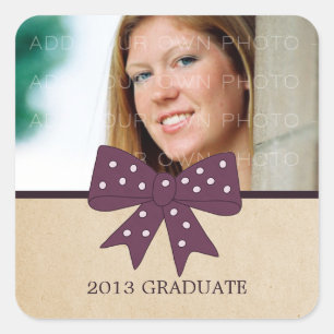 Cute Purple Bow Graduation Stickers
