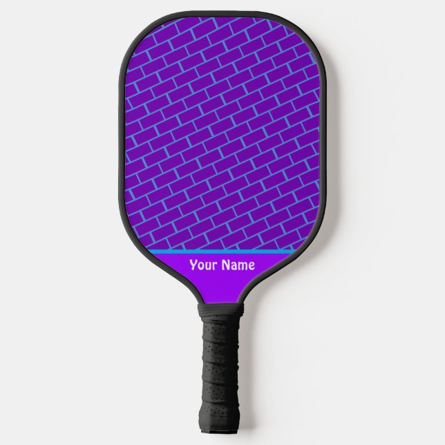 Cute Purple Brick Pattern Pro Pickleball Paddle (Back)