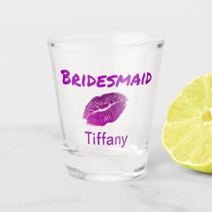 Cute Purple Bridesmaid Keepsake lipstick print Shot Glass