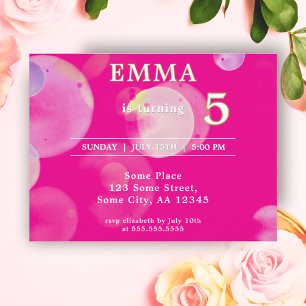 Cute Purple Bubbles Kids Birthday Party Invitation