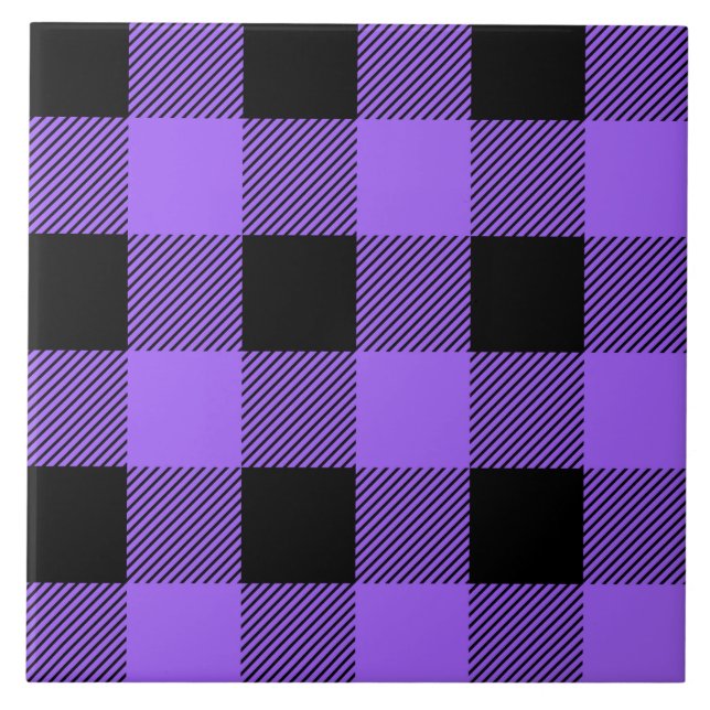 cute purple buffalo plaid Country style Tile (Front)