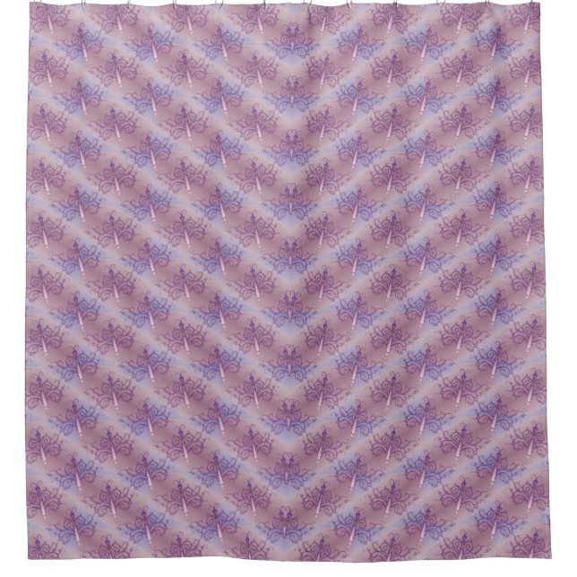 Cute Purple Butterfly Design  Shower Curtain (Front)