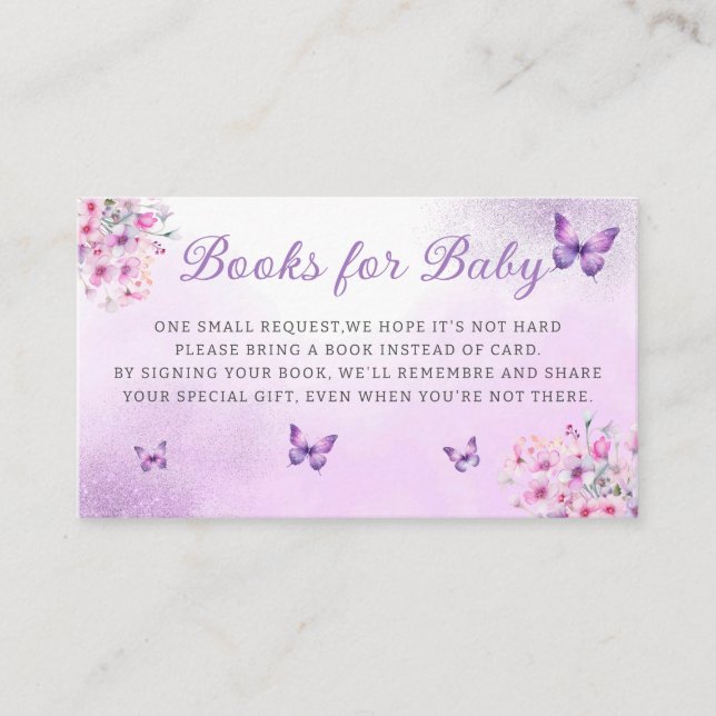 Cute purple Butterfly floral girl books for baby  Enclosure Card (Front)