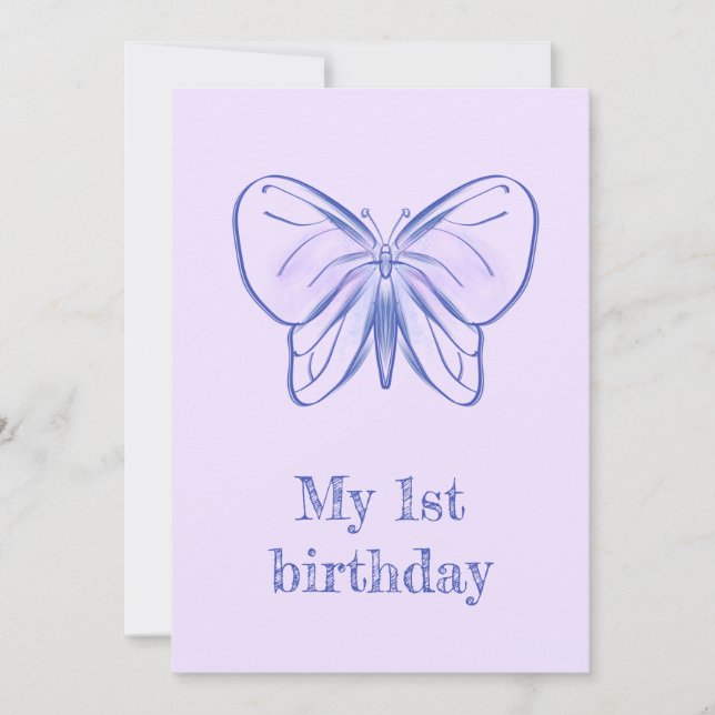 Cute purple butterfly invitation (Front)