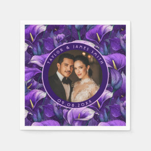 Cute Purple Calla Lilies Charm Elegant Wedding Napkin