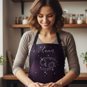 Cute Purple Cancer Zodiac Sign Astrology Apron 