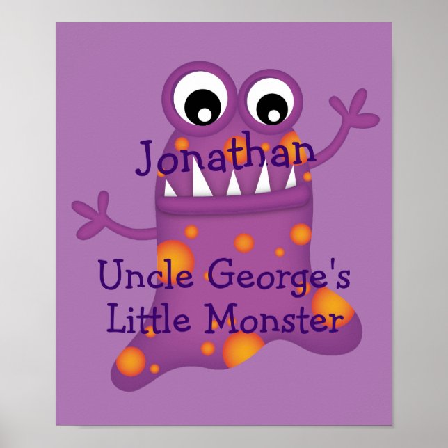 Cute Purple Cartoon Blob Monster Fun for Kids Poster (Front)