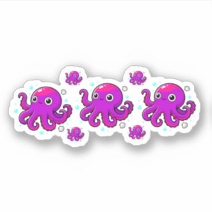 Cute Purple Cartoon Octopus Ocean Marine Animal