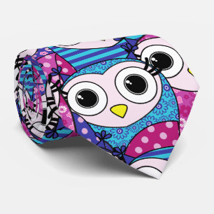 Cute purple cartoon owls seamless pattern tie