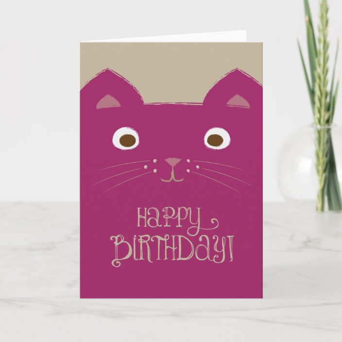 Cute Purple Cat Birthday Card | Zazzle.co.uk