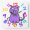 Cute Purple Cat Design Clock For Kids Room