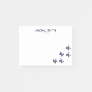Cute Purple Cat Paw Prints - Personalised Post-it Notes