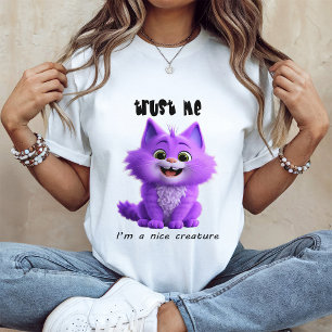 Cute Purple Cat Trust Me I'm a Nice Creature T-Shirt
