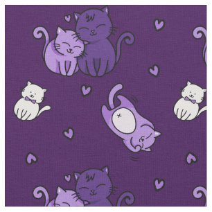 Cute Purple Cats on Purple Cheeky Witch® Cat Lover Fabric