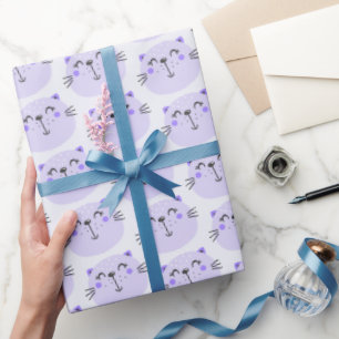 Cute Purple Cats Pattern - Lilac Wrapping Paper