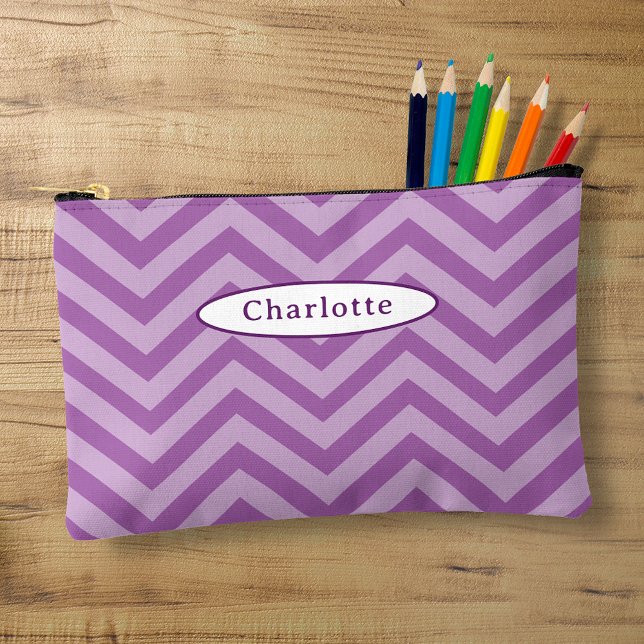 Cute Purple Chevron Modern Pencil Case Accessory Pouch (Creator Uploaded)