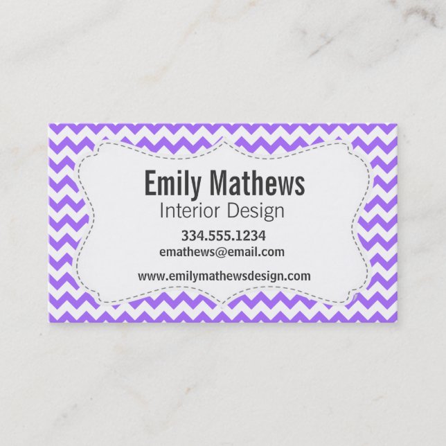 Cute Purple Chevron Pattern Business Card (Front)