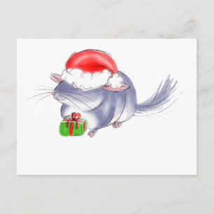 Cute Purple Chinchilla Christmas Holiday Postcard