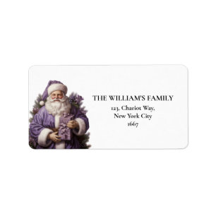 Cute Purple Christmas Santa Return Address Label