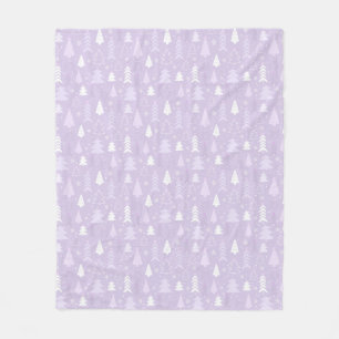 Cute Purple Christmas trees Fleece Blanket
