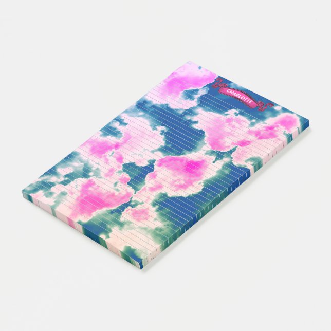 Cute Purple Clouds Lined Post It Notes (Angled)