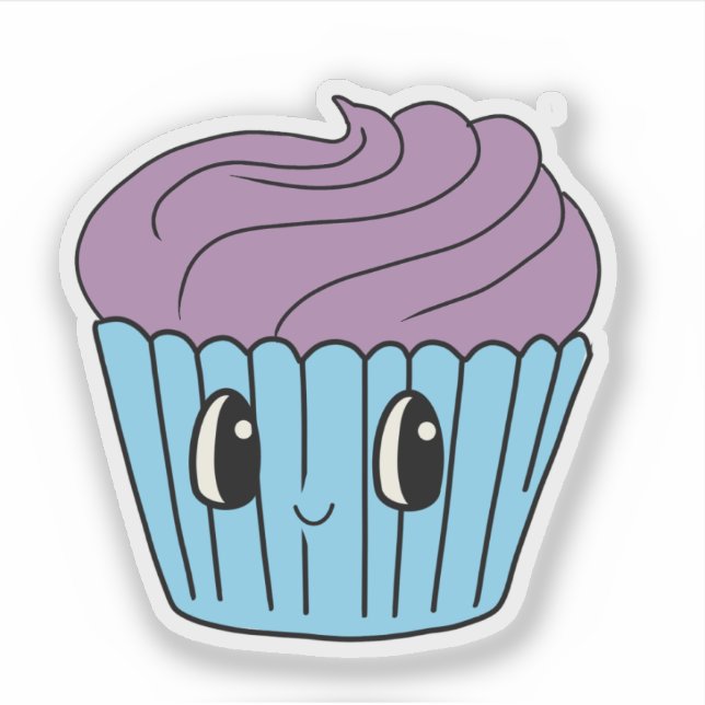 Cute Purple Cupcake Custom-Cut Vinyl Sticker (Front)