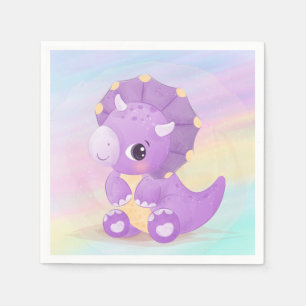 Cute Purple Dinosaur Baby Shower  Napkin