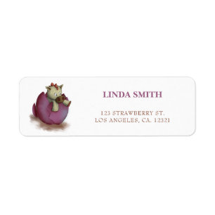 Cute Purple Dinosaur Hatching Return Address