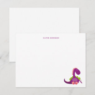Cute purple Dinosaur Kids thank you  Card