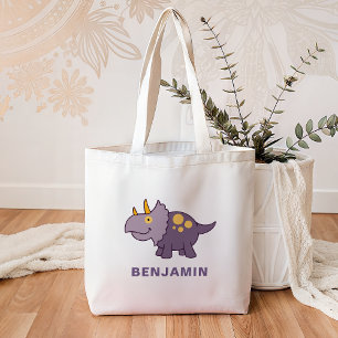 Cute Purple Dinosaur Kids Tote Bag