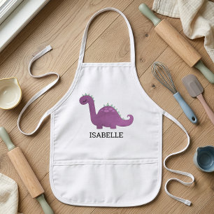 Cute Purple Dinosaur Personalised Kids Apron