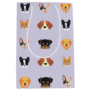 Cute Purple Dog Birthday Party     Medium Gift Bag