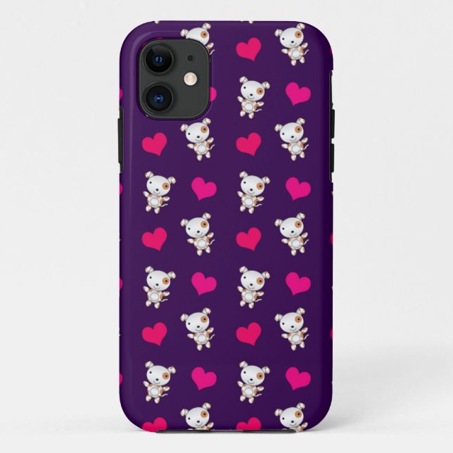 Cute purple dog hearts pattern Case-Mate iPhone case (Back)