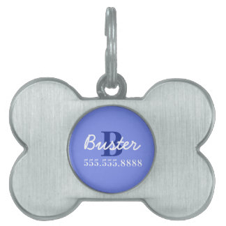 Cute Purple Dog Monogram Framed Pet Tag