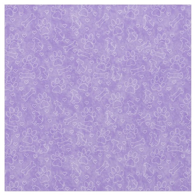 Cute Purple Dog Pattern Fabric (Close Up)