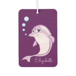 Cute Purple Dolphin Personalised Car Air Freshener