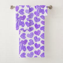 Cute Purple Doodled Heart Valentine's Day Monogram