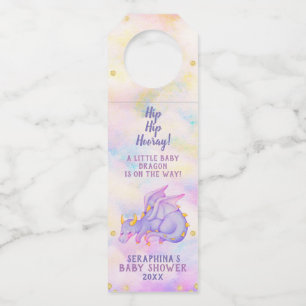 Cute Purple Dragon Baby Shower Bottle Hanger Tags