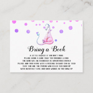 *~* Cute Purple Dragon Baby Shower Bring a Book Enclosure Card