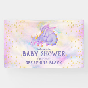 Cute Purple Dragon Girls Baby Shower Banner