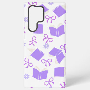 Cute Purple Dreamy Books & Bows Pattern Samsung Galaxy Case