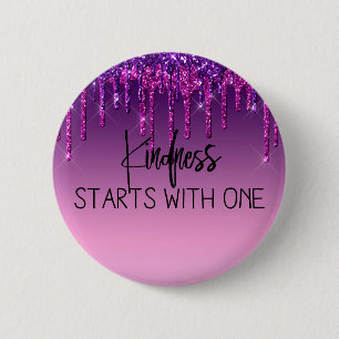 Cute Purple Dripping Glitter Inspirational 6 Cm Round Badge