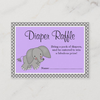 Cute Purple Elephant Baby Shower Diaper Raffle Enclosure Card