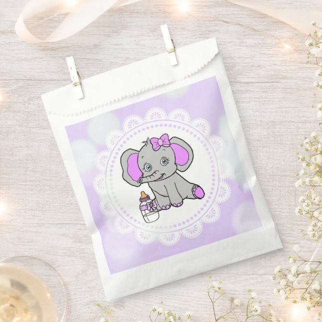 Cute Purple Elephant Favour Bags (Clipped)